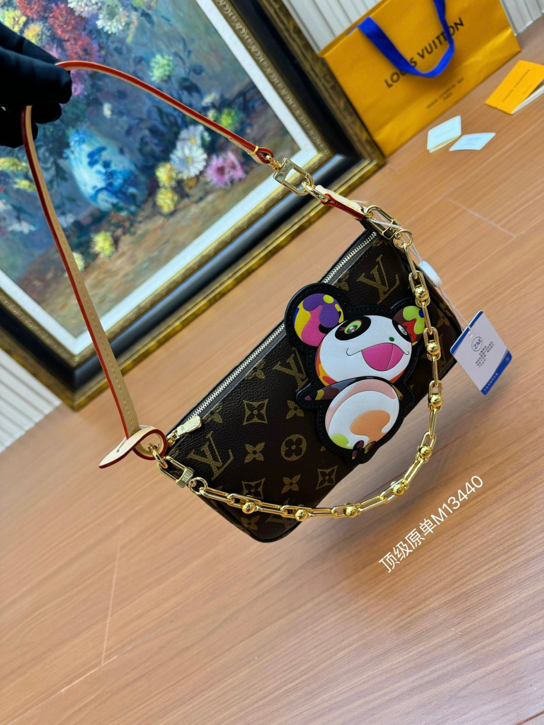 Louis Vuitton Women's Pochette Accessoires Handbag Logo Full Printed Solid Color Cowhide Casual Shoulder Bag Bags #75414