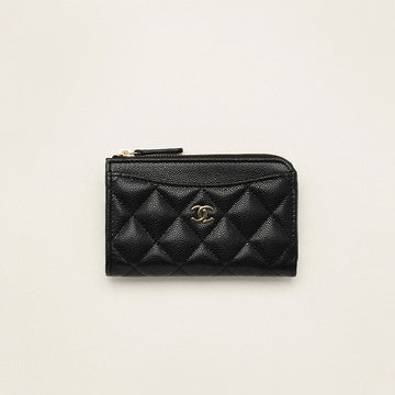 Chanel Diamond Pattern Design Brand Logo Grained Calfskin Card Holder Wallet #262345