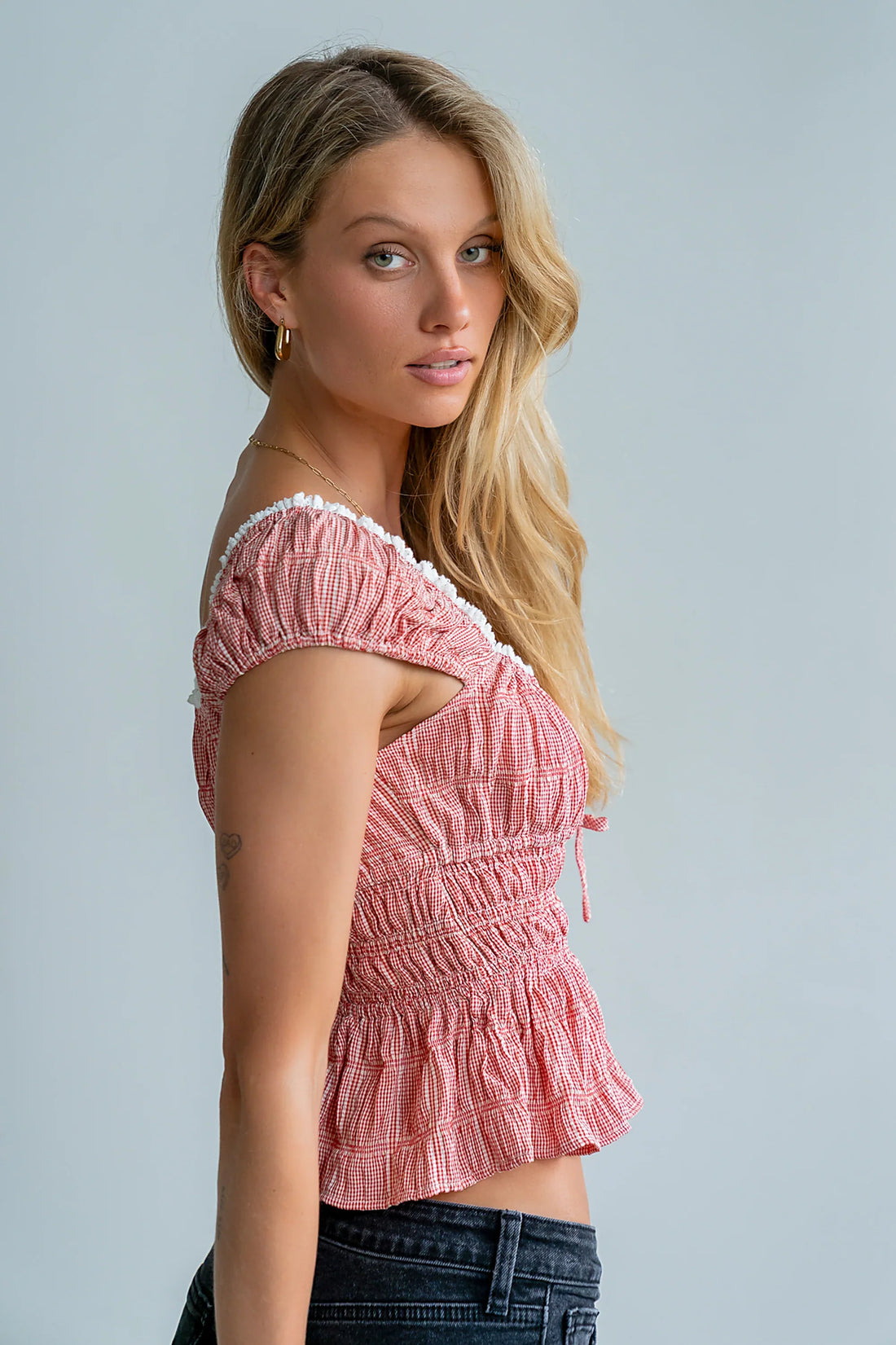 Naya Gingham Tank Top in Red