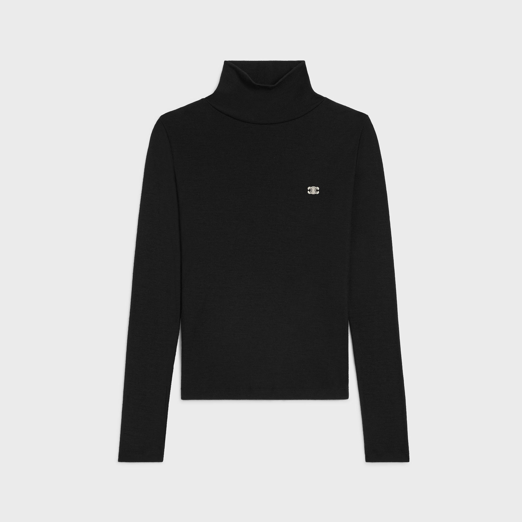 Celine Women's Fall/Winter Fashion Casual High Neck Long Sleeve Logo Mini Label Solid Color Wool Base Layer Sweater #79263