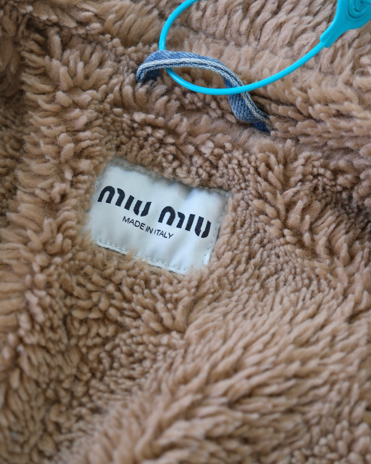 MiuMiu Denim and Wool Trucker Jacket Washed Embroidery Light Blue #332979