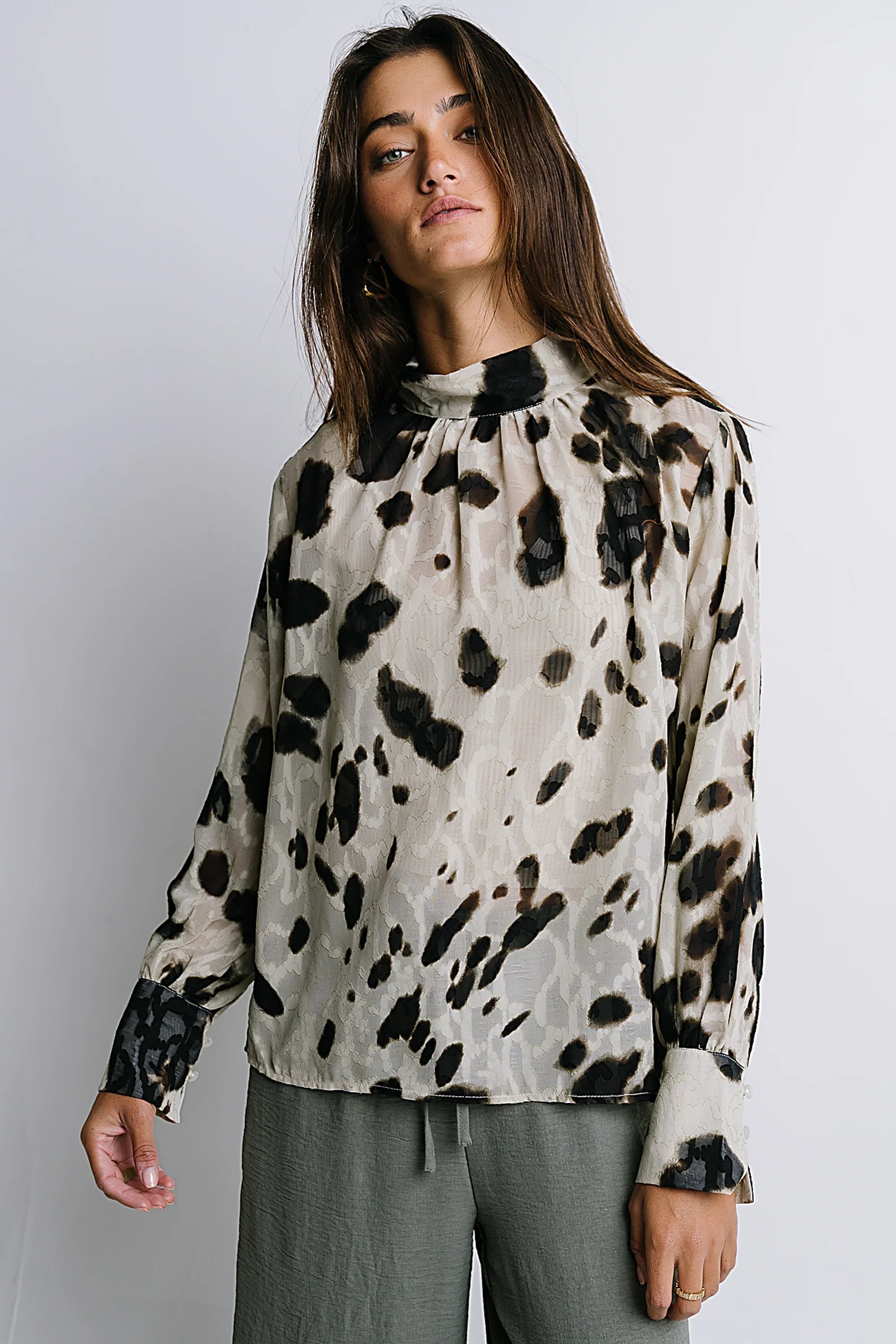 Camille Sheer Blouse in Ivory