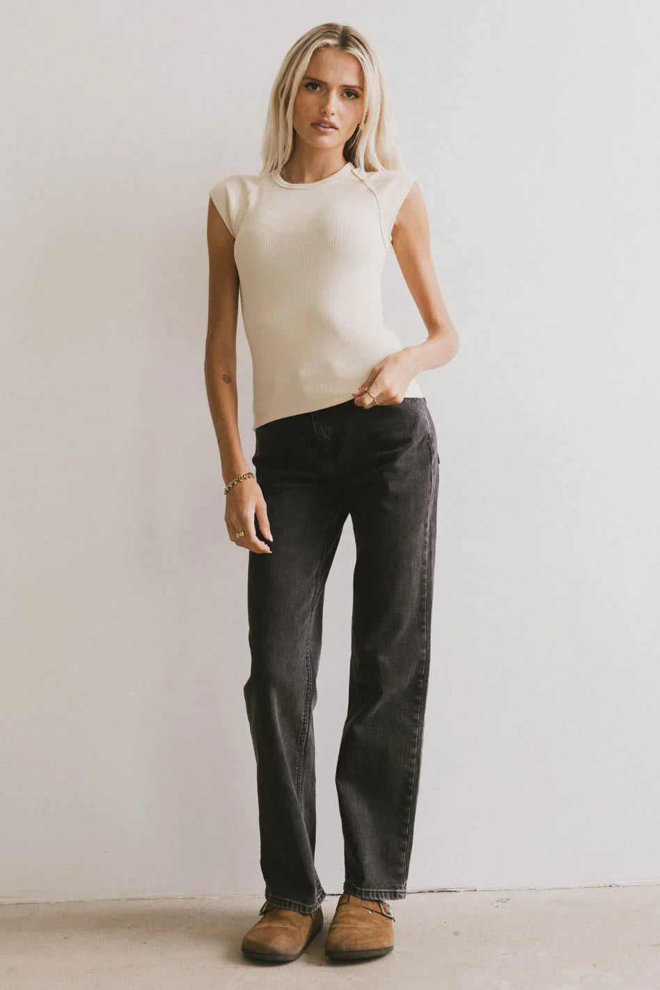 Huxley Cap Sleeve Top in Beige