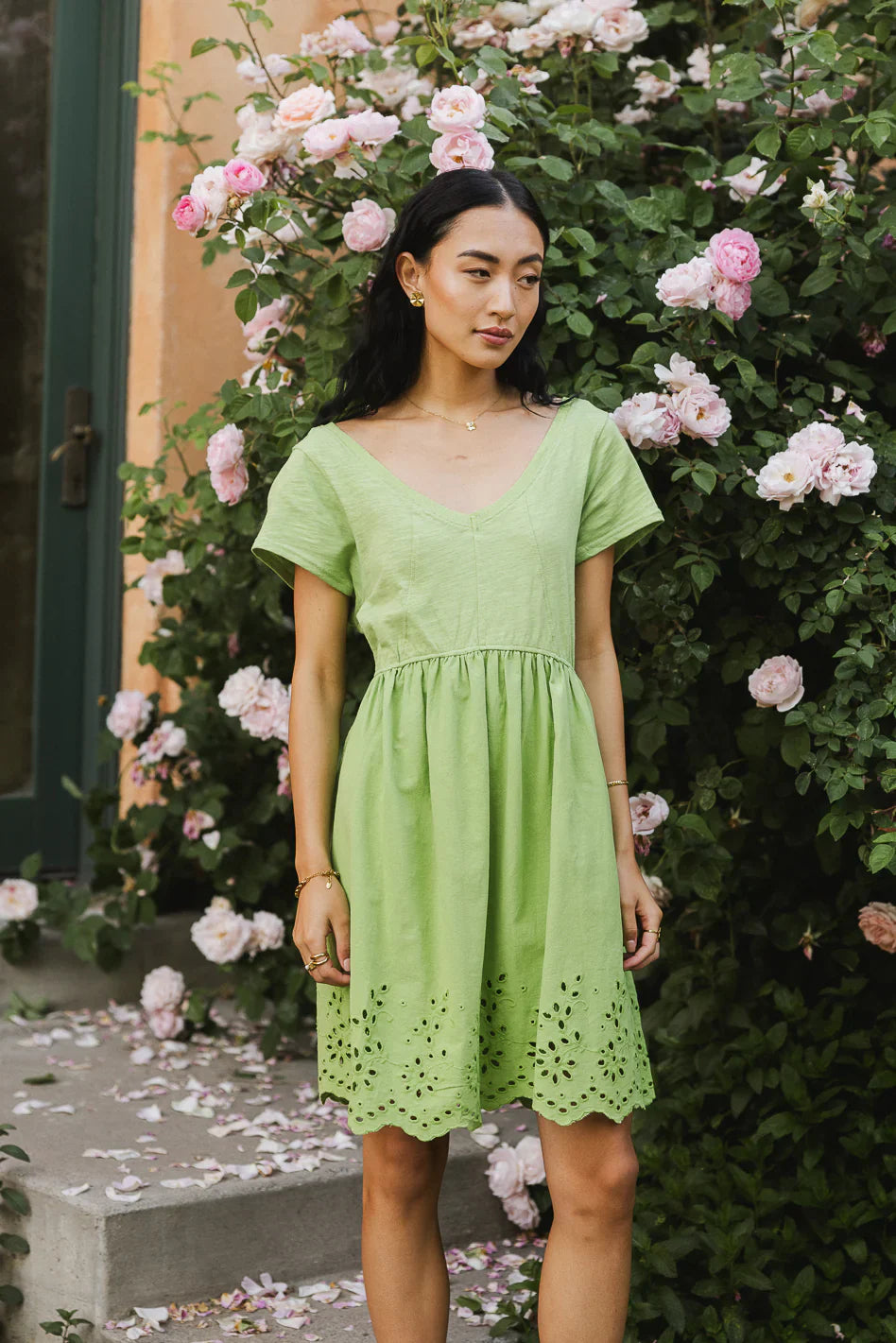 Aria Eyelet Lace Mini in Green