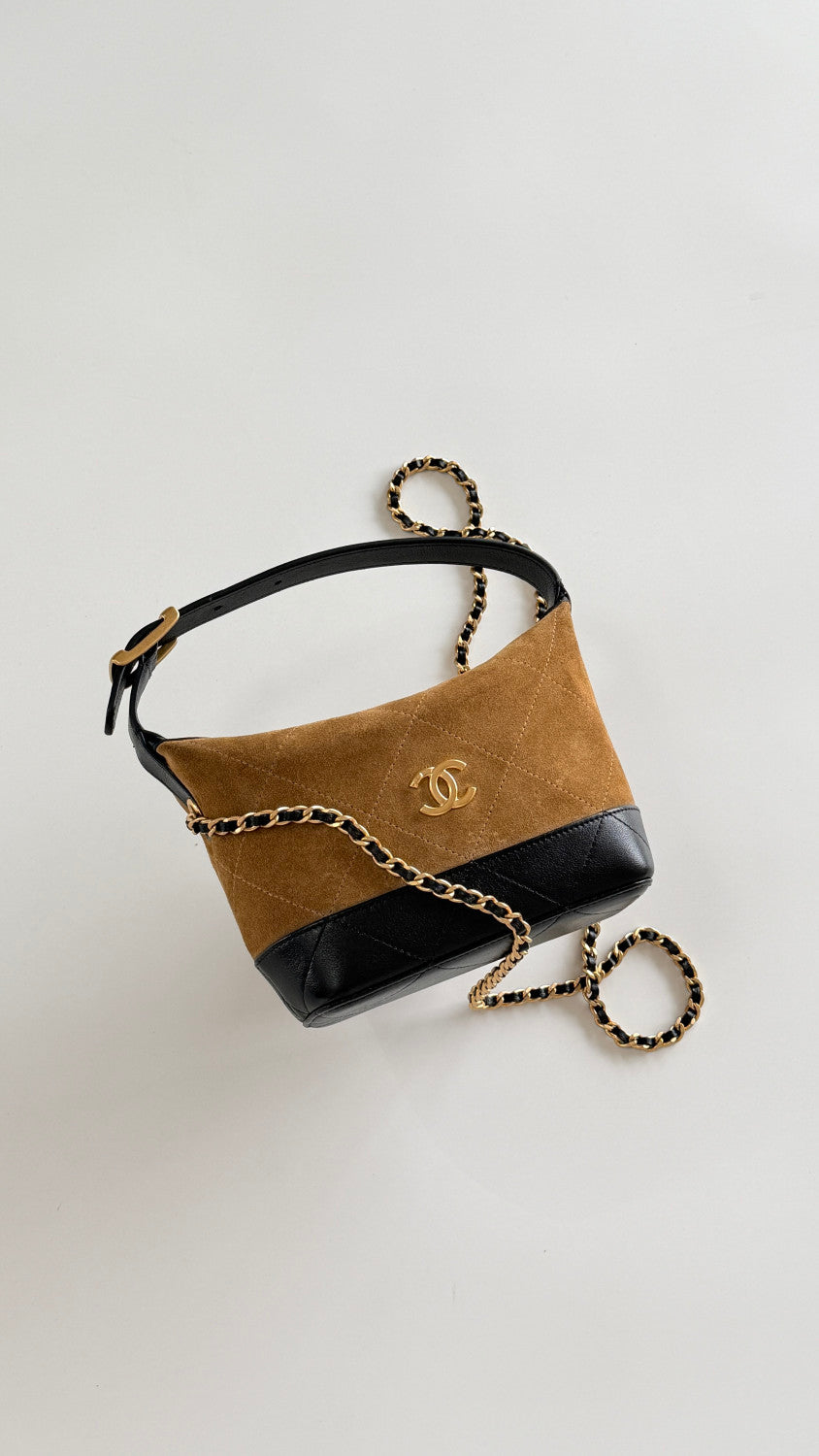 Chanel Suede Lambskin Colorblock Lunch Box Bag #379883