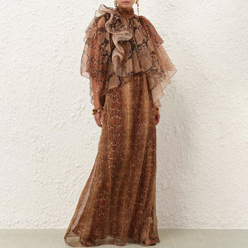 Zimmermann Women's Memento Billow Dress Spliced Snake #333479