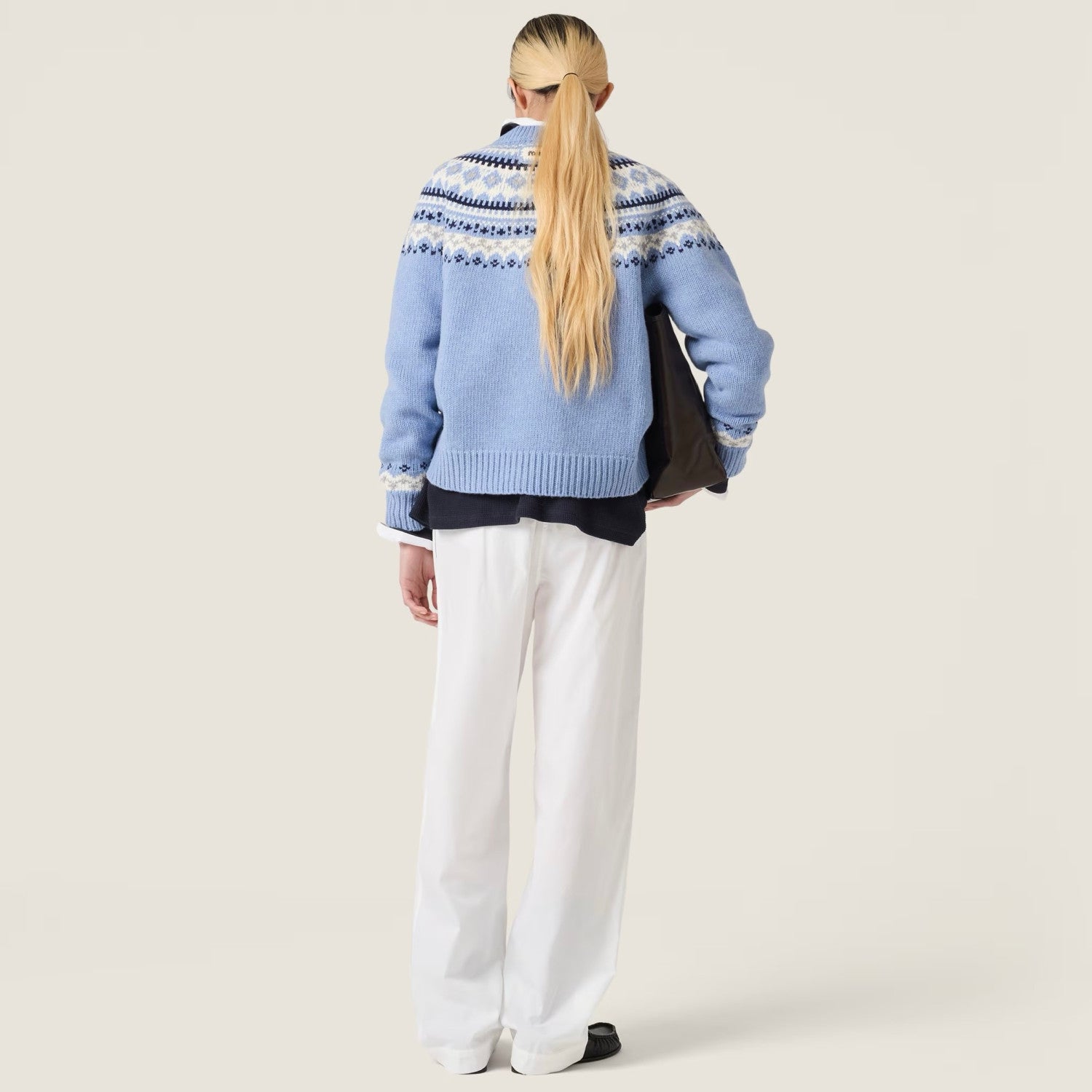 MiuMiu Wool Crochet Crew Neck Pullover Sweater #332159