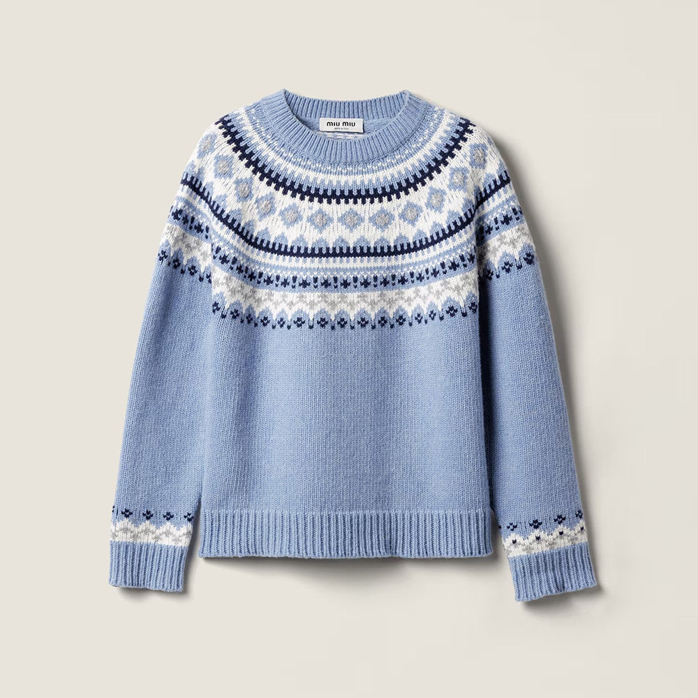 MiuMiu Wool Crochet Crew Neck Pullover Sweater #332159