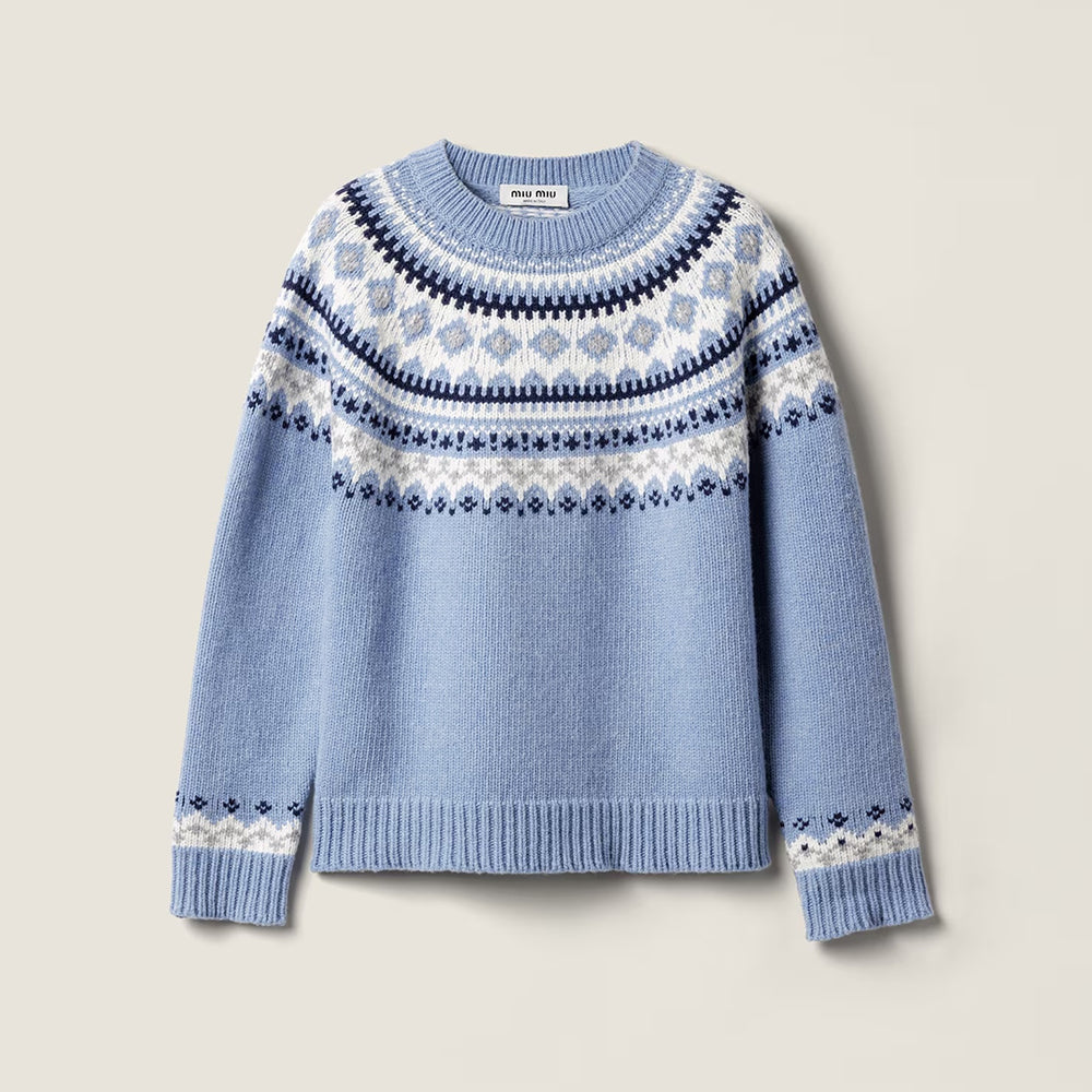 MiuMiu Wool Crochet Crew Neck Pullover Sweater #332159