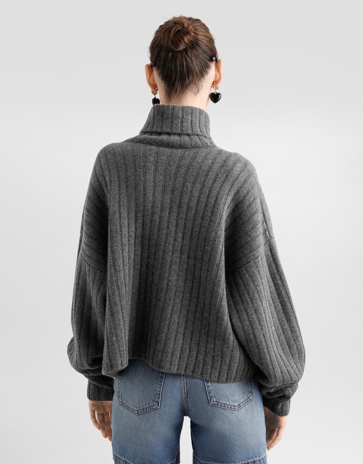 Dolce&Gabbana Women's Autumn And Winter Gray High Neck Pullover Vertical Stripe Long Sleeve Short Warm Knitted Pullover Sweater Ngvp #2613