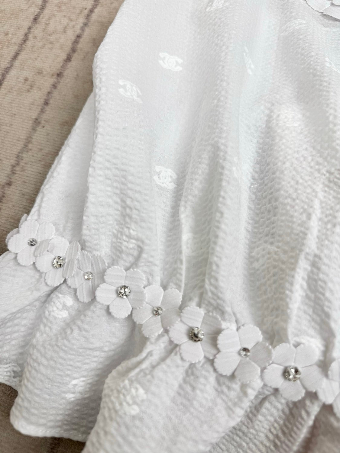 Chanel Top Embroidered Cotton White #377745