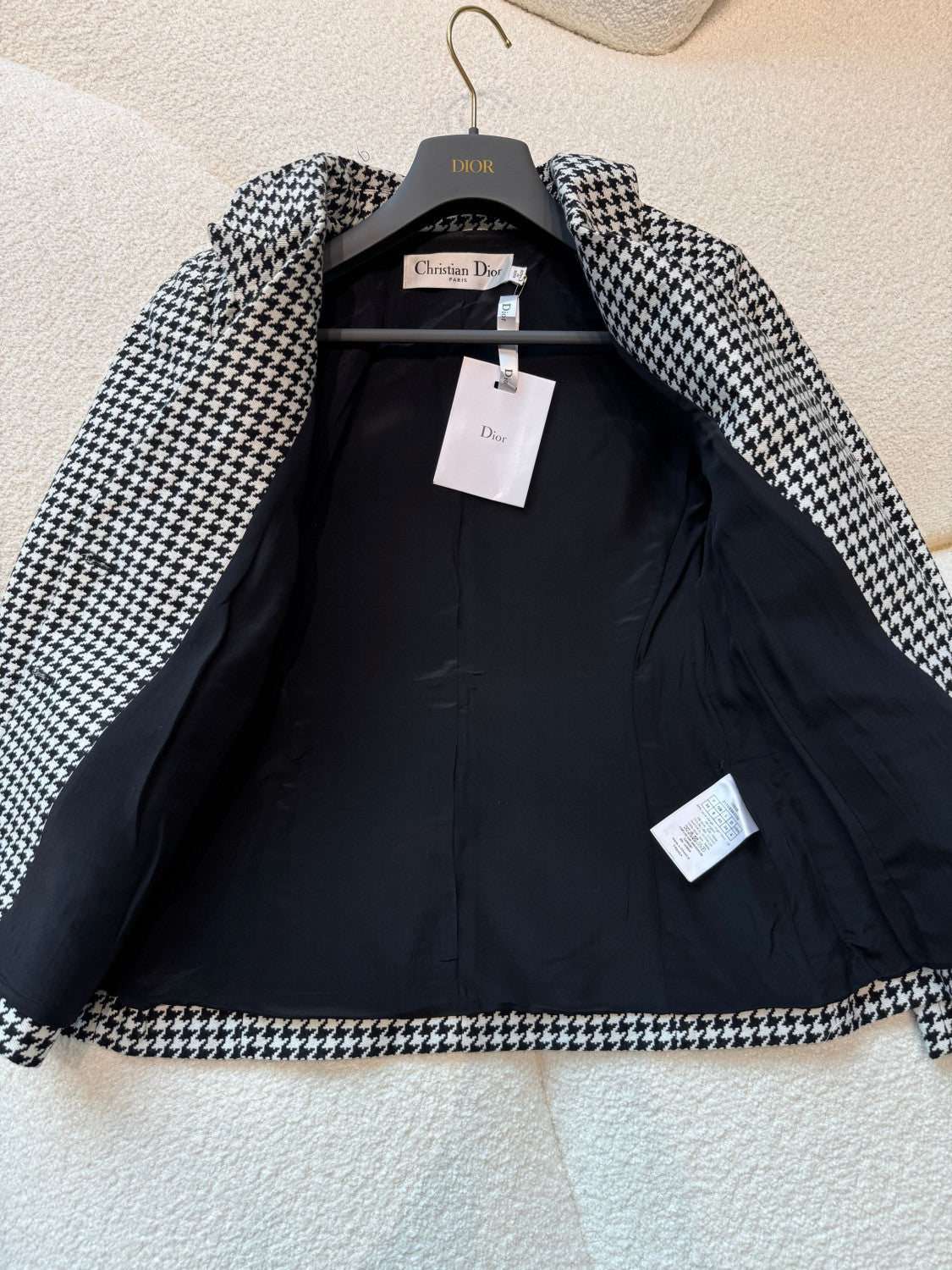 DIOR 30 Montaigne Bar Jacket Black and White Single Breasted Houndstooth Wool  #326752