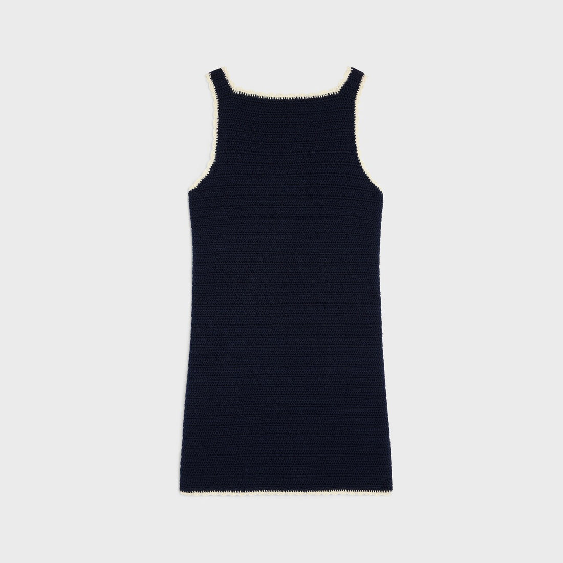 Celine Women's Summer Fashion Casual Solid Color Square Neckline Patch Pocket Sleeveless Logo Handmade Crochet Mini Dress #79292