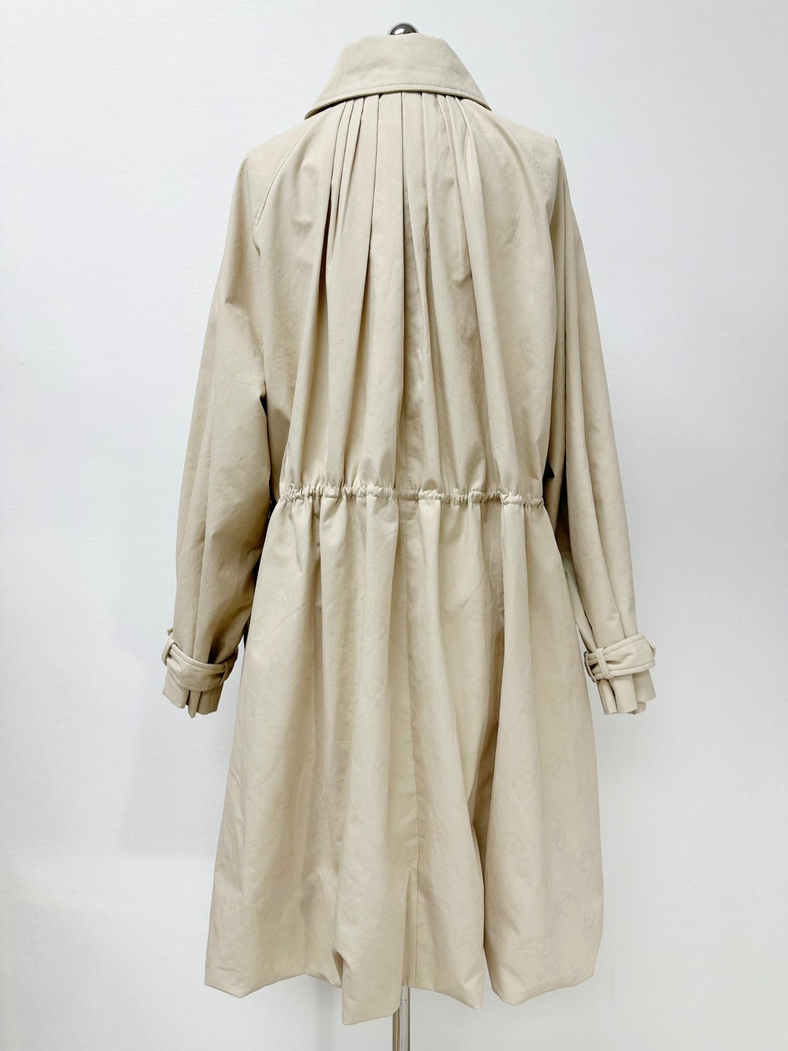 Chanel Women's Spring/Fall Casual Double Breasted Collared Long Print Trench Coat with Elastic Waistband Jacket #78777