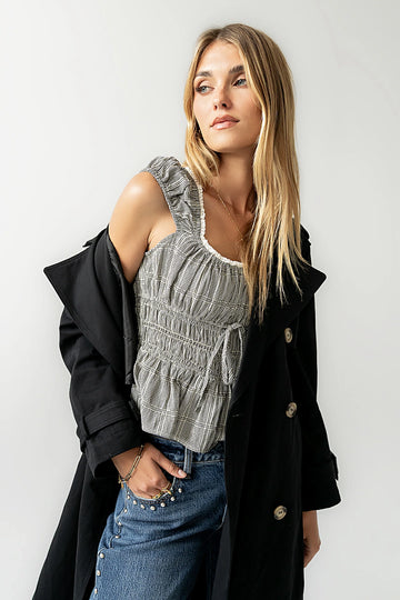 Naya Gingham Tank Top in Black